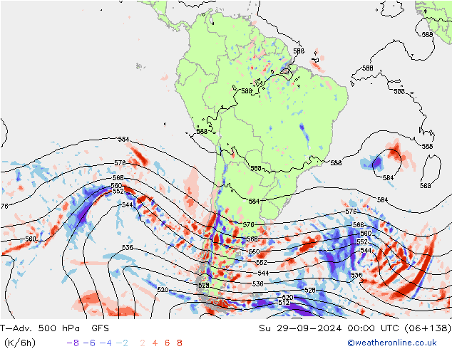 T-Adv. 500 hPa GFS dom 29.09.2024 00 UTC