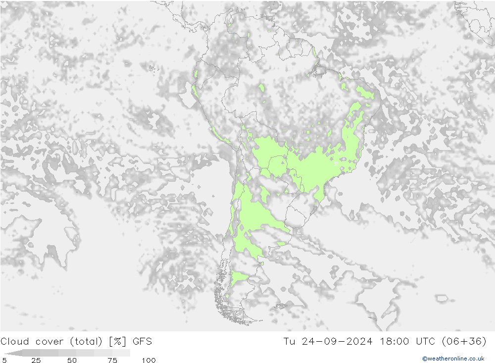 облака (сумма) GFS вт 24.09.2024 18 UTC