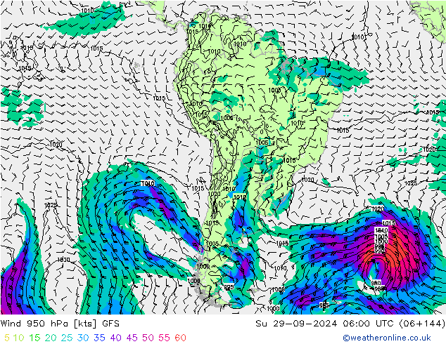  950 hPa GFS  29.09.2024 06 UTC