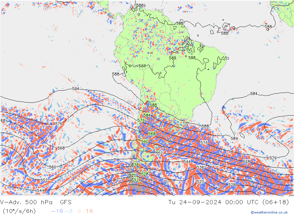 V-Adv. 500 hPa GFS mar 24.09.2024 00 UTC