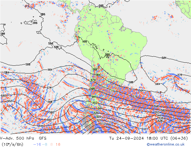 V-Adv. 500 hPa GFS Tu 24.09.2024 18 UTC