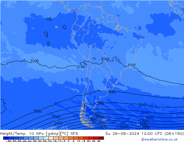 Yükseklik/Sıc. 10 hPa GFS Paz 29.09.2024 12 UTC