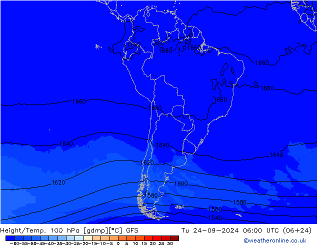 Yükseklik/Sıc. 100 hPa GFS Sa 24.09.2024 06 UTC