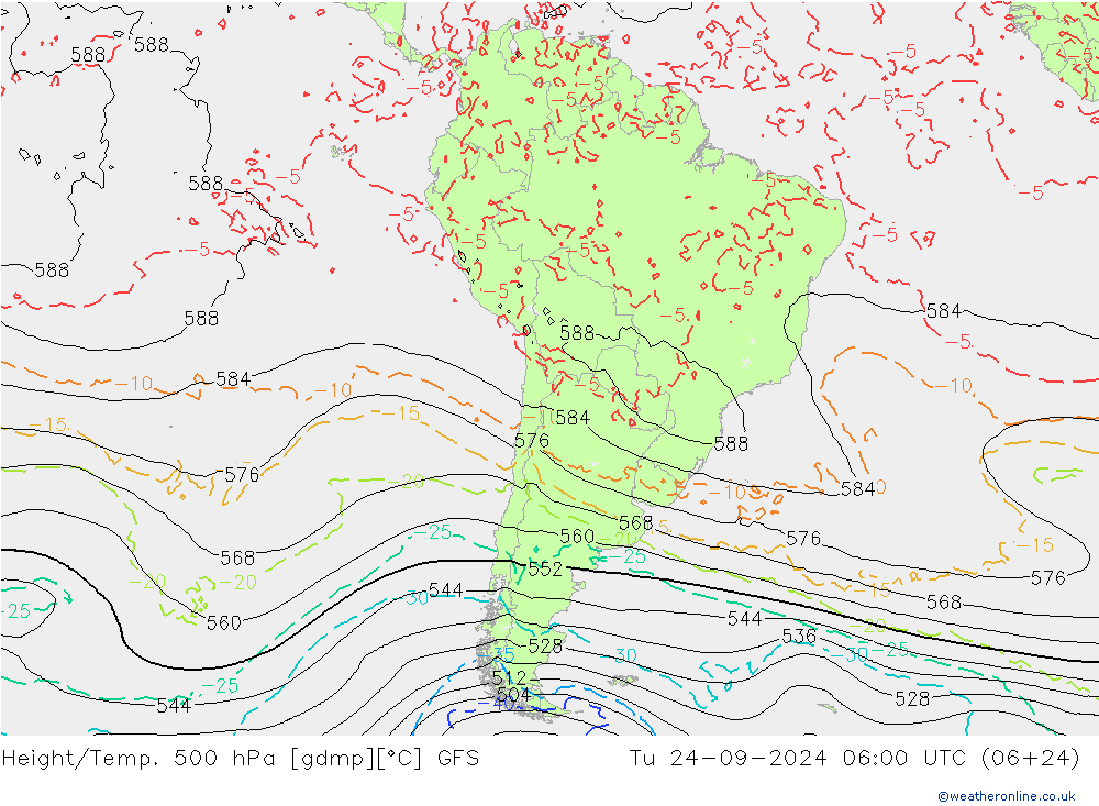 Yükseklik/Sıc. 500 hPa GFS Sa 24.09.2024 06 UTC