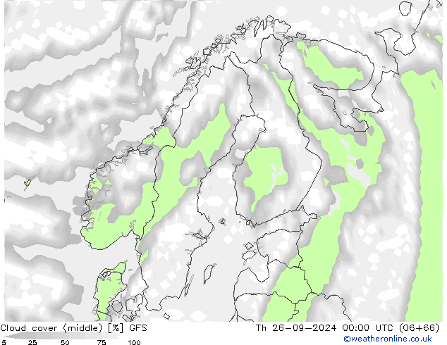 Cloud cover (middle) GFS Th 26.09.2024 00 UTC