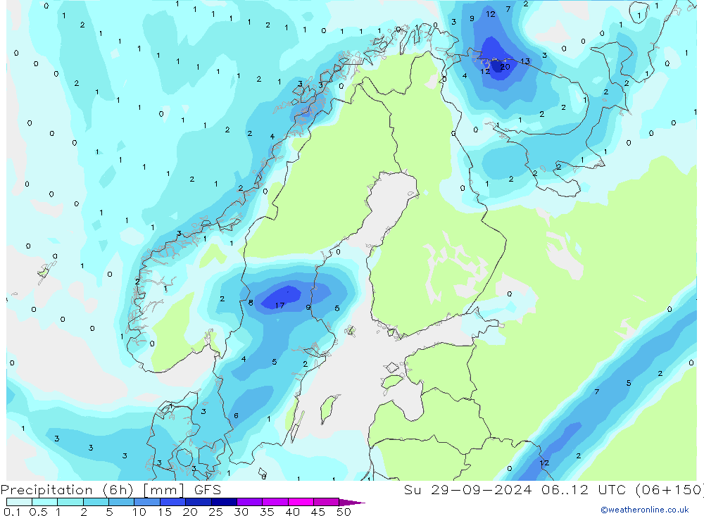 Z500/Rain (+SLP)/Z850 GFS Dom 29.09.2024 12 UTC