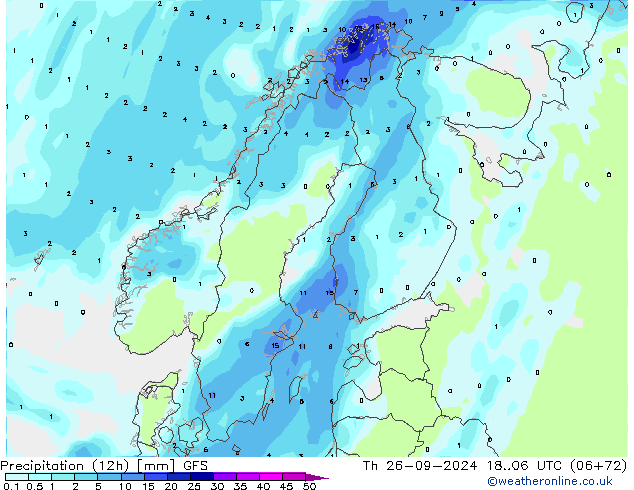 opad (12h) GFS czw. 26.09.2024 06 UTC