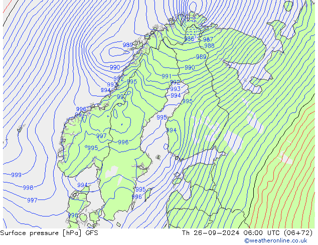 Surface pressure GFS Th 26.09.2024 06 UTC