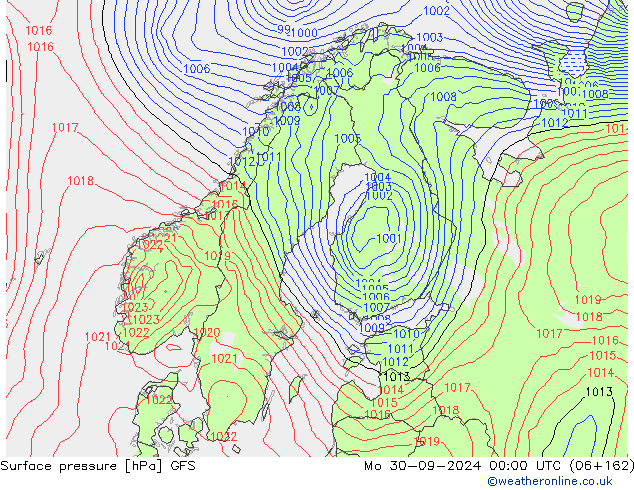 Surface pressure GFS Mo 30.09.2024 00 UTC