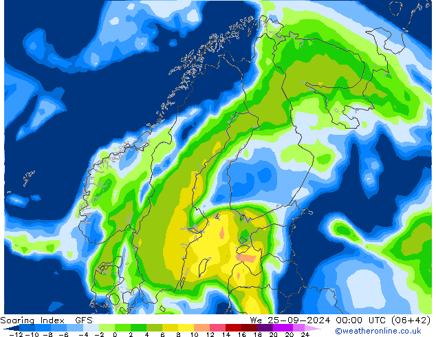 Yükselme İndeksi GFS Çar 25.09.2024 00 UTC