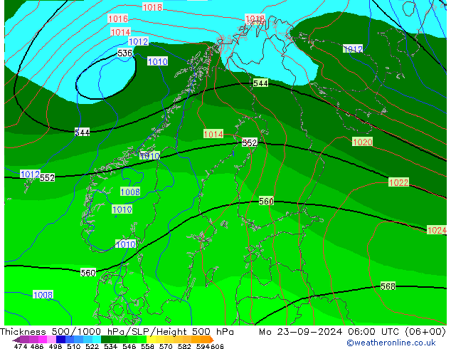 Thck 500-1000hPa GFS lun 23.09.2024 06 UTC