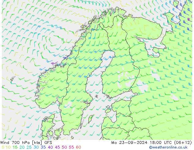 Wind 700 hPa GFS Mo 23.09.2024 18 UTC