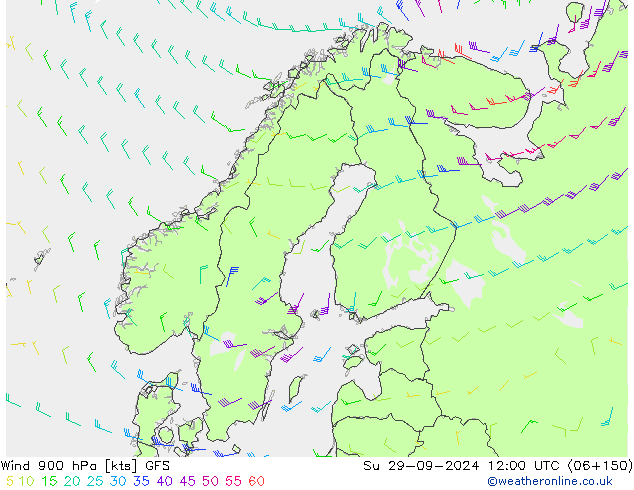 Wind 900 hPa GFS Su 29.09.2024 12 UTC