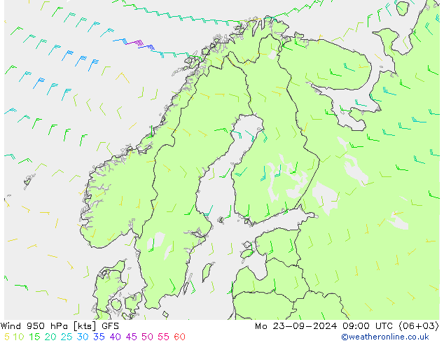 wiatr 950 hPa GFS wrzesień 2024