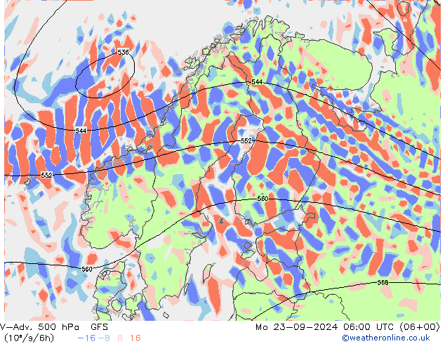 V-Adv. 500 hPa GFS lun 23.09.2024 06 UTC