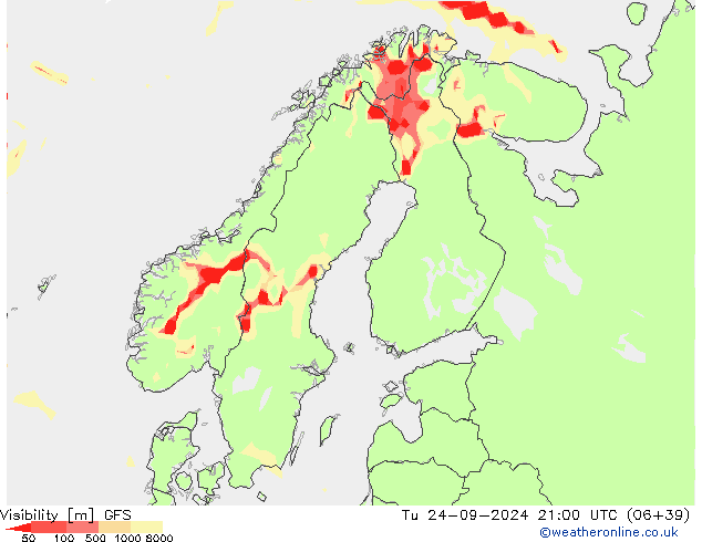 Visibility GFS Tu 24.09.2024 21 UTC