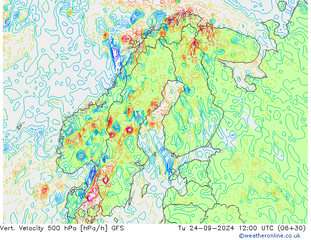 Vert. Velocity 500 гПа GFS вт 24.09.2024 12 UTC