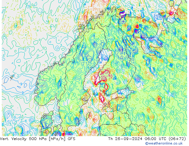 Vert. Velocity 500 hPa GFS Th 26.09.2024 06 UTC