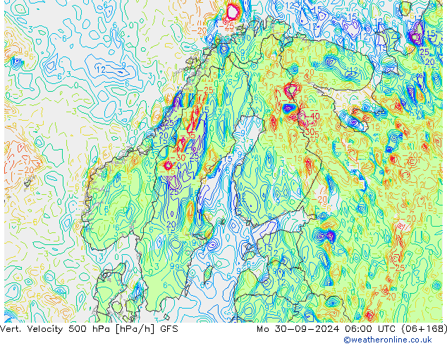 Vert. Velocity 500 hPa GFS lun 30.09.2024 06 UTC