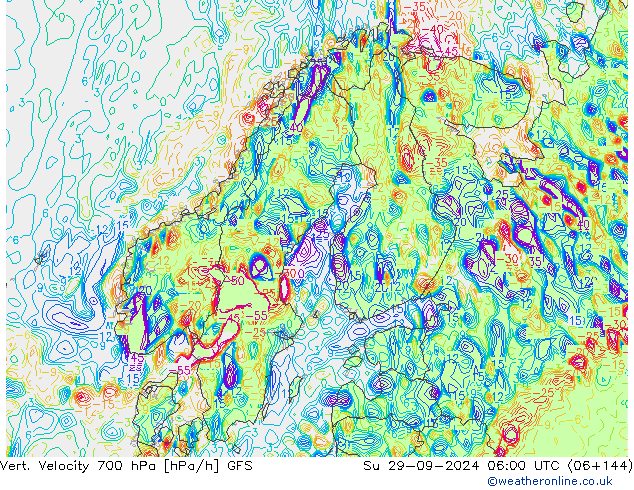 Vert. Velocity 700 гПа GFS Вс 29.09.2024 06 UTC