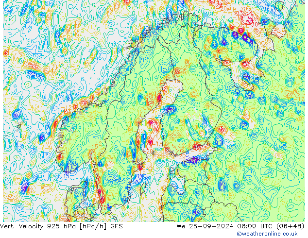 Vert. Velocity 925 hPa GFS We 25.09.2024 06 UTC