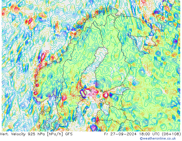 Vert. Velocity 925 hPa GFS  27.09.2024 18 UTC