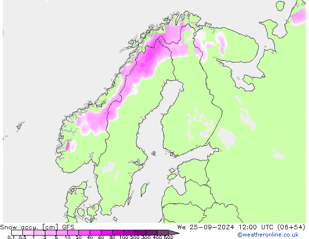 Snow accu. GFS  25.09.2024 12 UTC