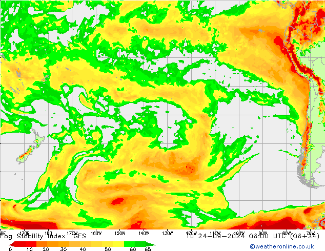 Fog Stability Index GFS Tu 24.09.2024 06 UTC