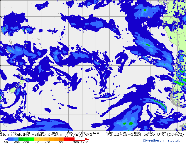 Storm Relative Helicity GFS Pzt 23.09.2024 06 UTC