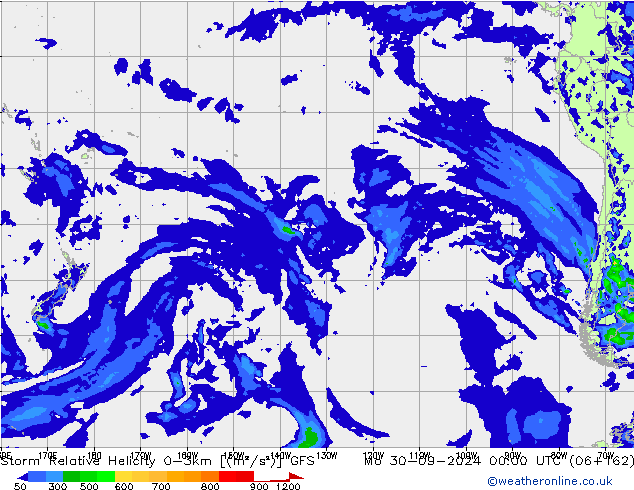 Storm Relative Helicity GFS Po 30.09.2024 00 UTC