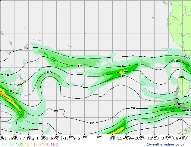 Prąd strumieniowy GFS śro. 25.09.2024 18 UTC