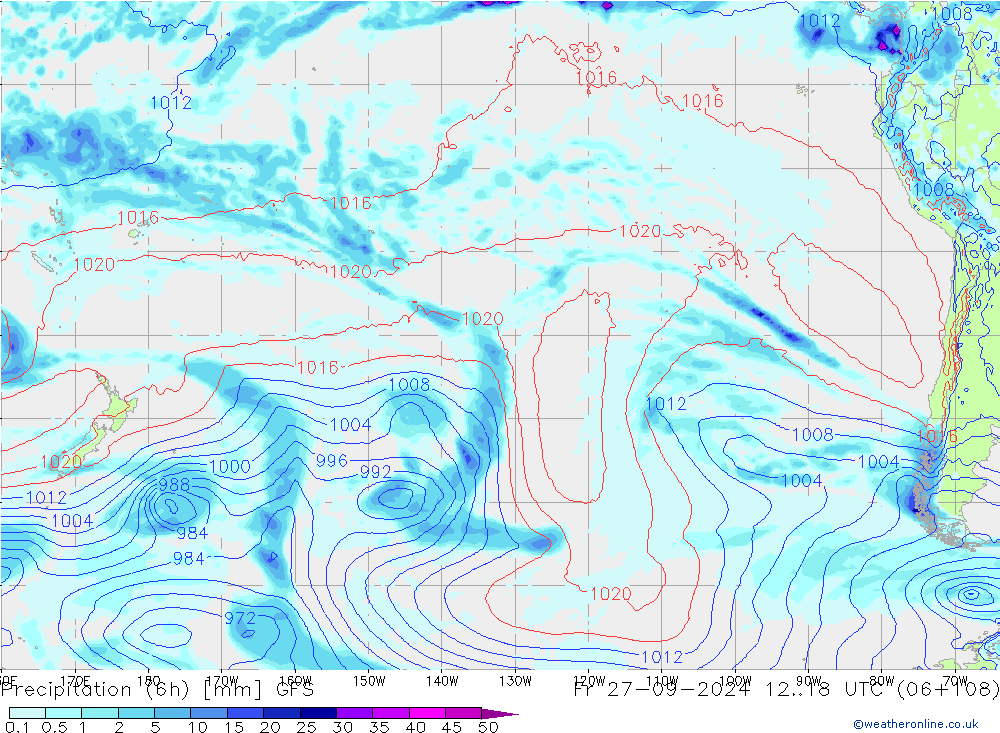 Precipitazione (6h) GFS ven 27.09.2024 18 UTC