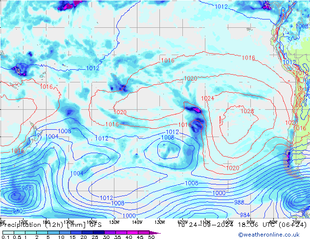 Precipitação (12h) GFS Ter 24.09.2024 06 UTC