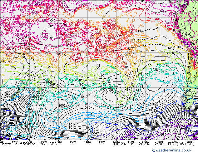 Theta-e 850hPa GFS Ter 24.09.2024 12 UTC