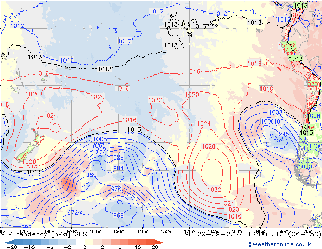 SLP tendency GFS Dom 29.09.2024 12 UTC