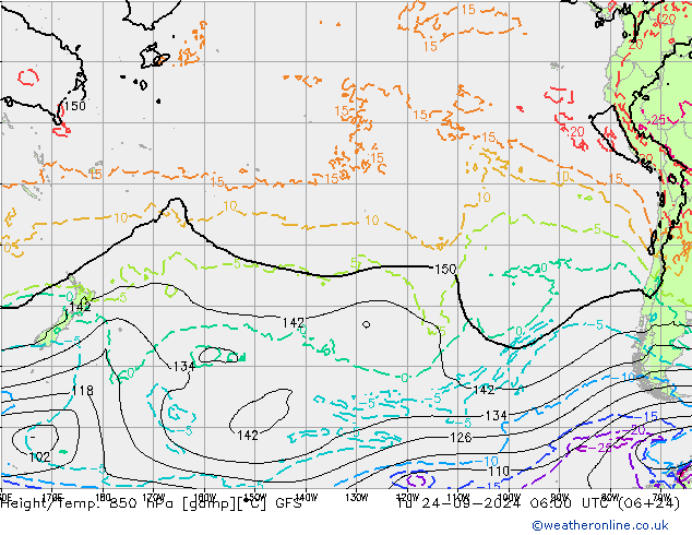 Height/Temp. 850 hPa GFS Di 24.09.2024 06 UTC