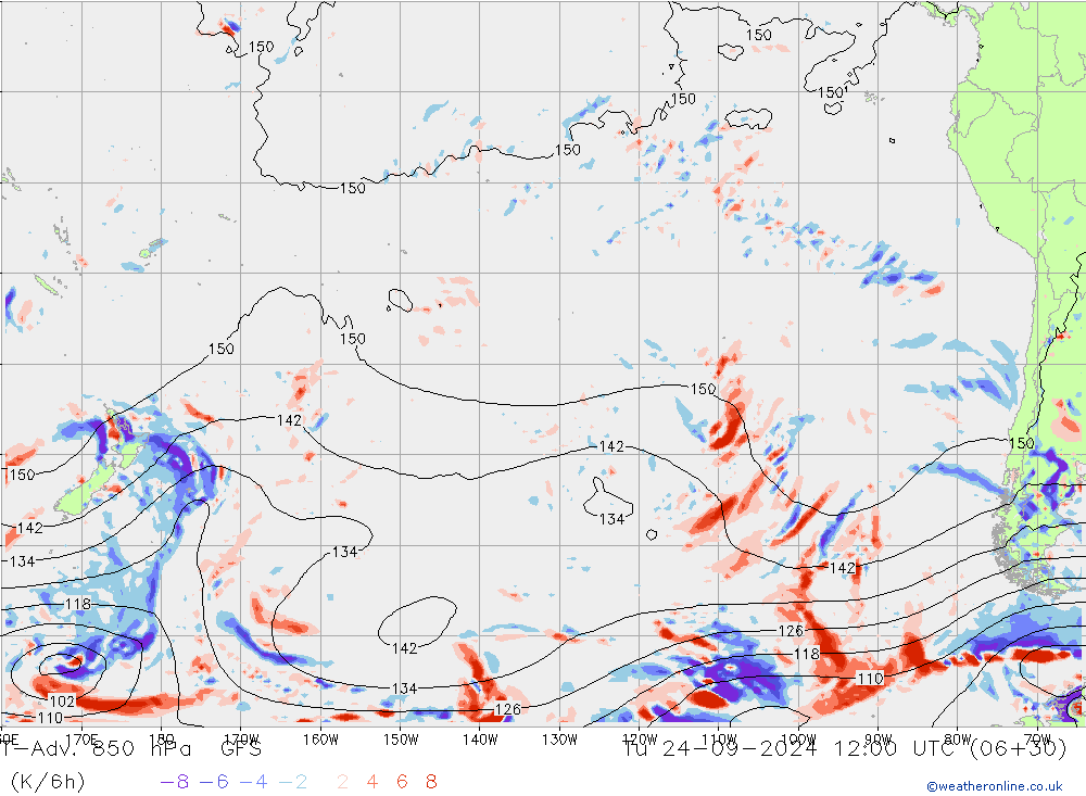 T-Adv. 850 hPa GFS di 24.09.2024 12 UTC