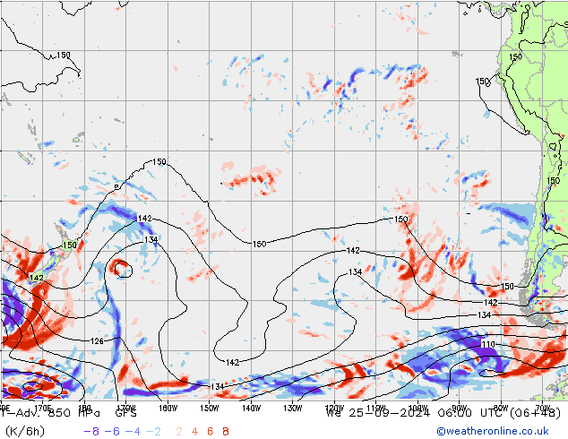 T-Adv. 850 hPa GFS We 25.09.2024 06 UTC