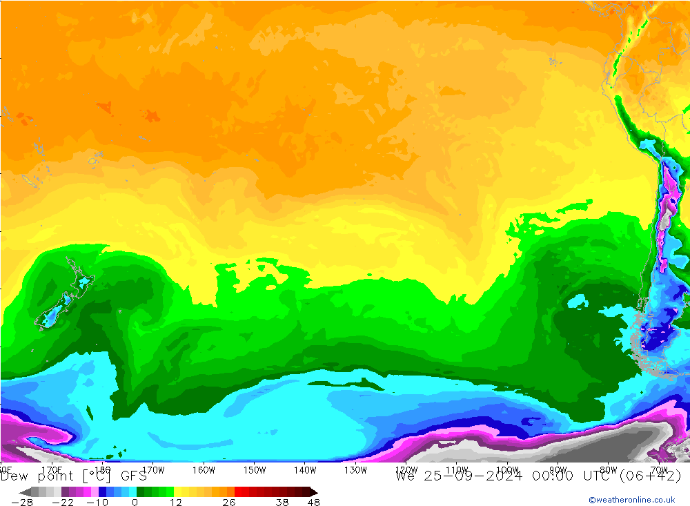 punkt rosy GFS śro. 25.09.2024 00 UTC