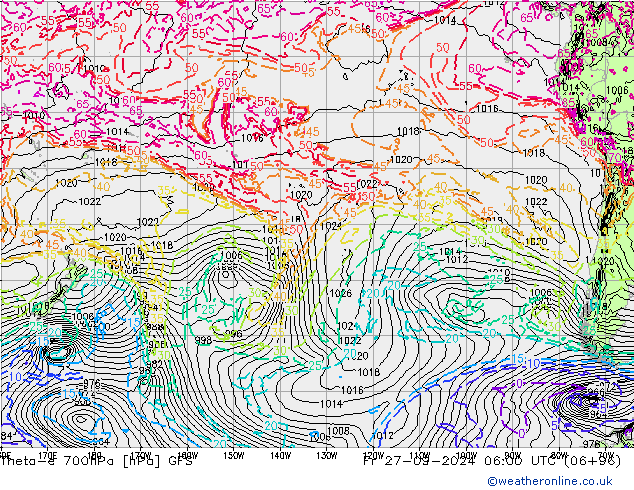 Theta-e 700hPa GFS Fr 27.09.2024 06 UTC