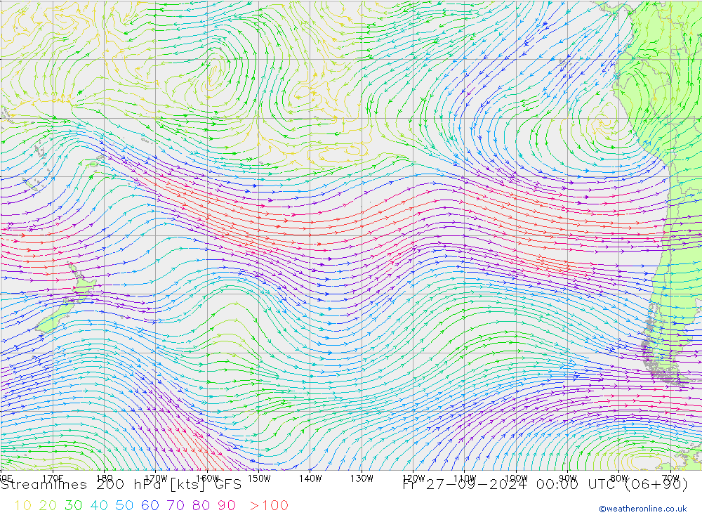 Streamlines 200 hPa GFS Fr 27.09.2024 00 UTC