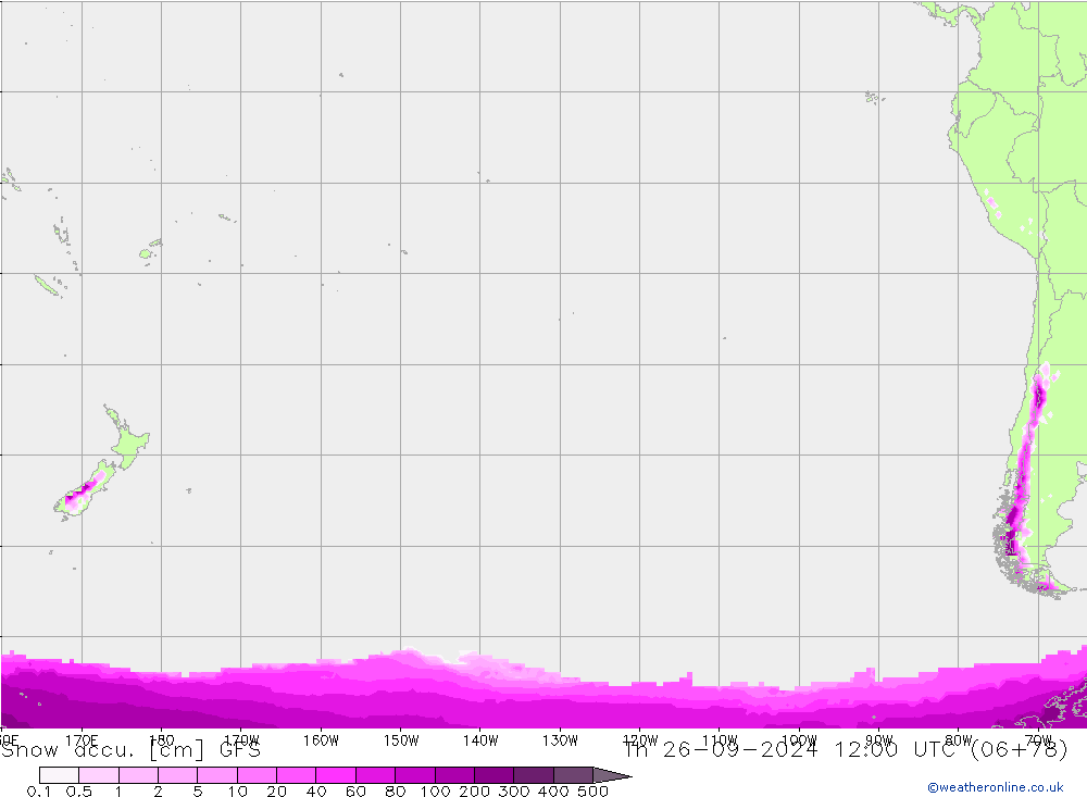 Snow accu. GFS Qui 26.09.2024 12 UTC