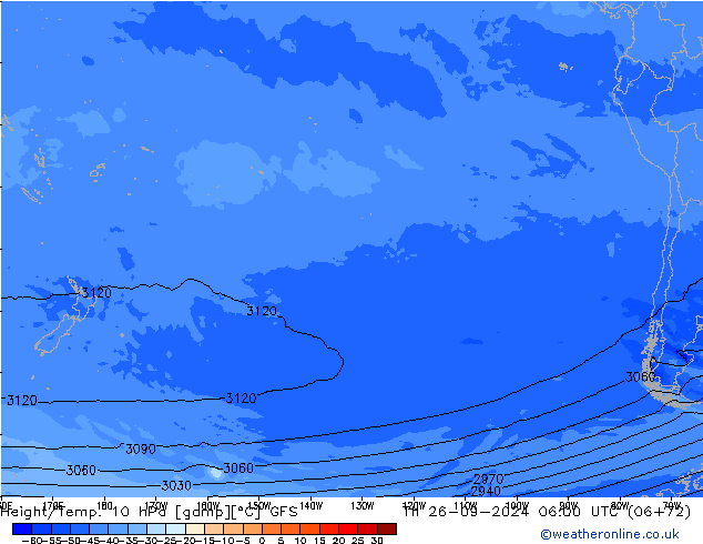 Height/Temp. 10 гПа GFS чт 26.09.2024 06 UTC