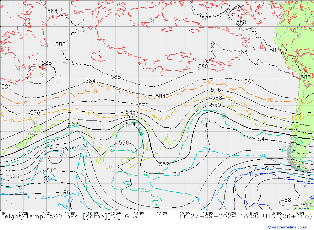 Height/Temp. 500 hPa GFS Fr 27.09.2024 18 UTC