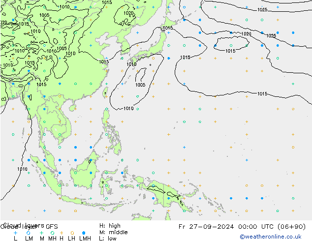 Wolkenlagen GFS vr 27.09.2024 00 UTC