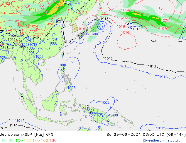 Jet stream/SLP GFS Ne 29.09.2024 06 UTC