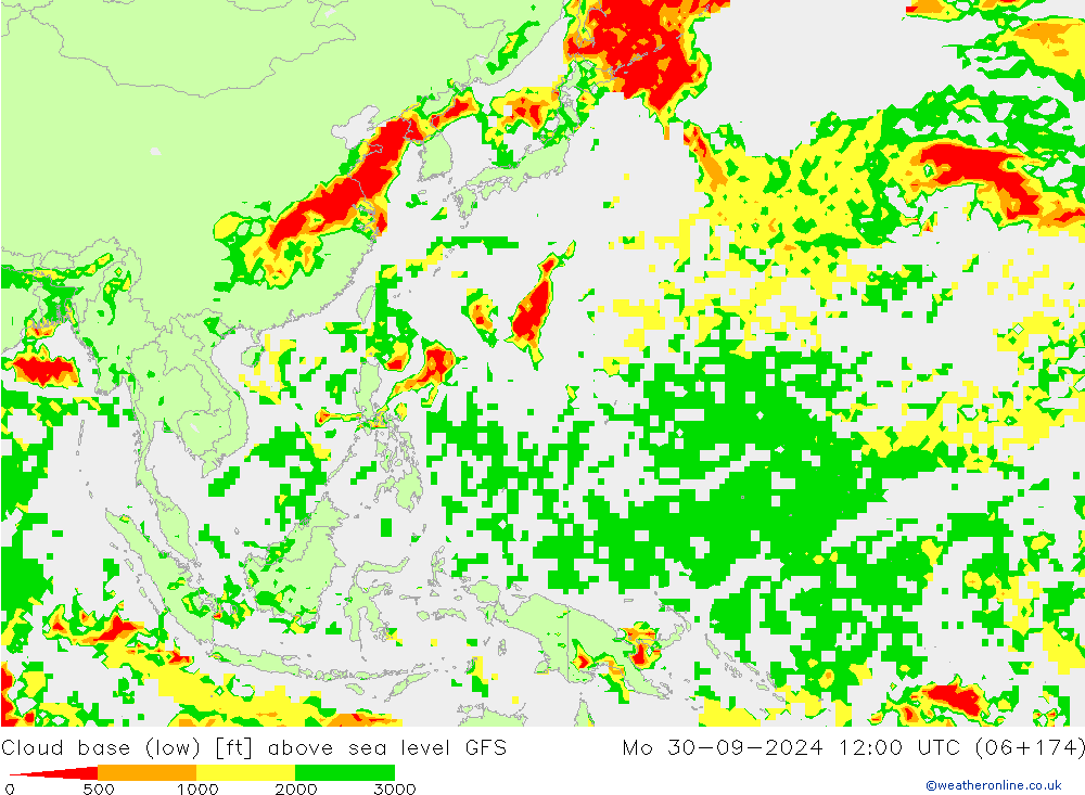 Cloud base (low) GFS lun 30.09.2024 12 UTC