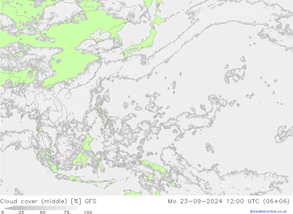 Cloud (high,middle,low) GFS Mo 23.09.2024 12 UTC