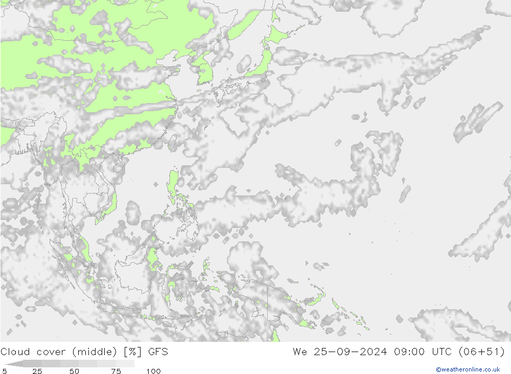 Nubi medie GFS mer 25.09.2024 09 UTC