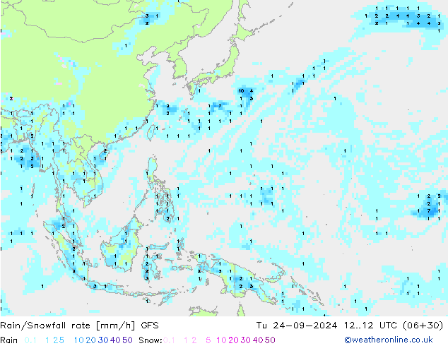 Kar/Yağmur Oranı GFS Sa 24.09.2024 12 UTC